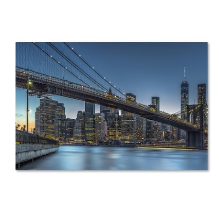 Michael Jurek 'New York Blue Hour Over Manhattan' Canvas Art,12x19